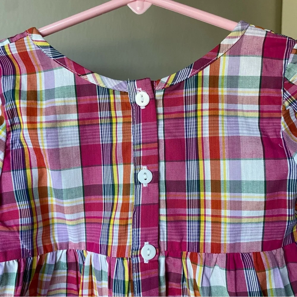 Smocked Dress 2T NWT New Pink Green Plaid Hearts Love 100% Cotton Polka Dots